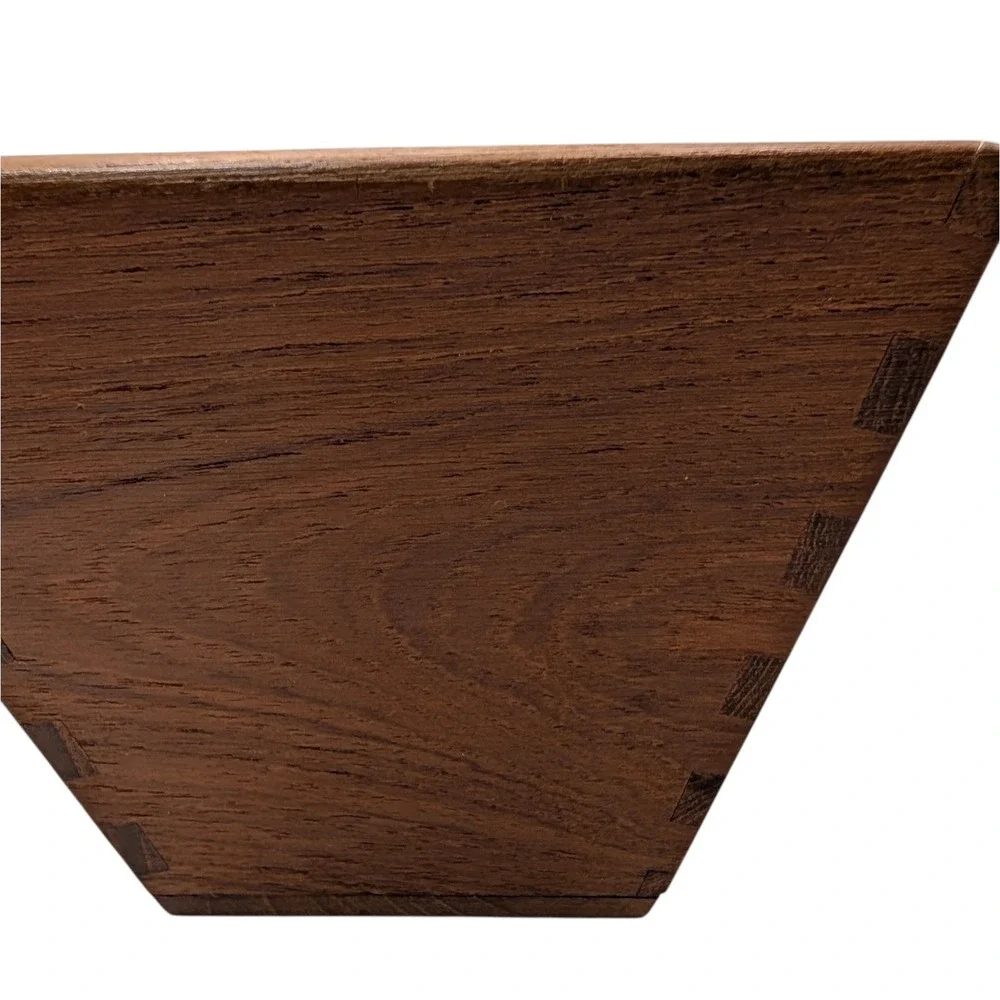 Vintage Sowe Teakwood Bowl Dovetail Handmade Pentagon Sweden Mid‎ Century SEE